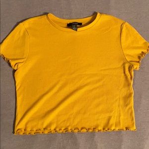 mustard yellow cropped short sleeve shirt